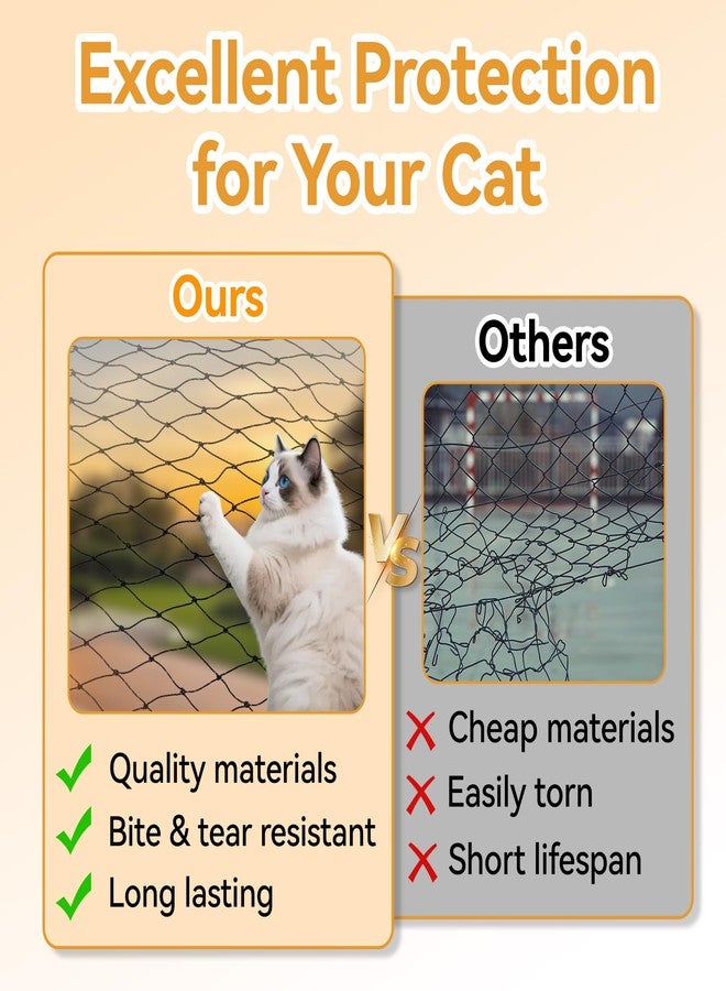 Klmnop Cat Netting Balcony, 10 x 13 ft Steel Reinforced Safety Screen for Pets Anti-Fall, Cat Mesh Fence for Balcony, Window, Stair(Black) - Image 2